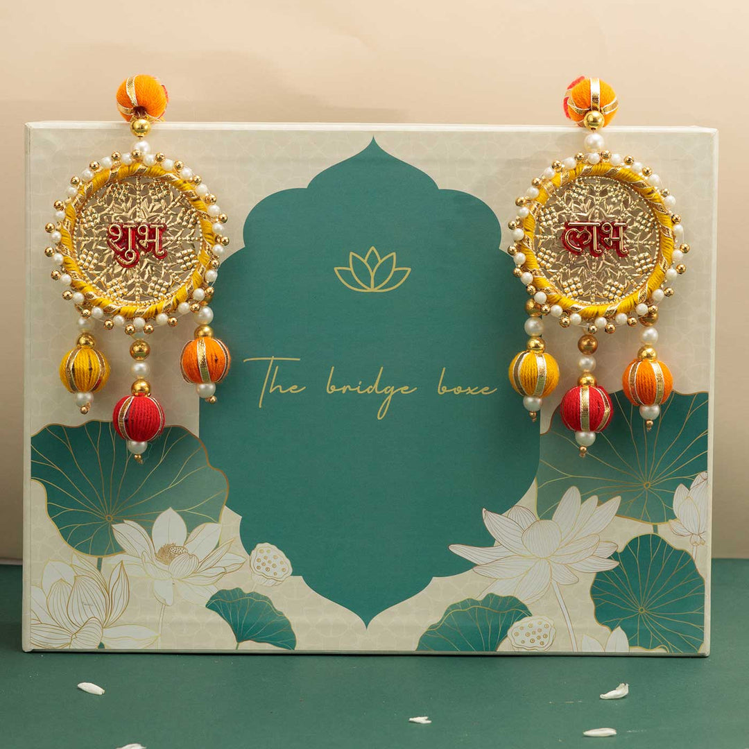 Handmade Sanskriti Shubh Labh Metal Decorative Plaque