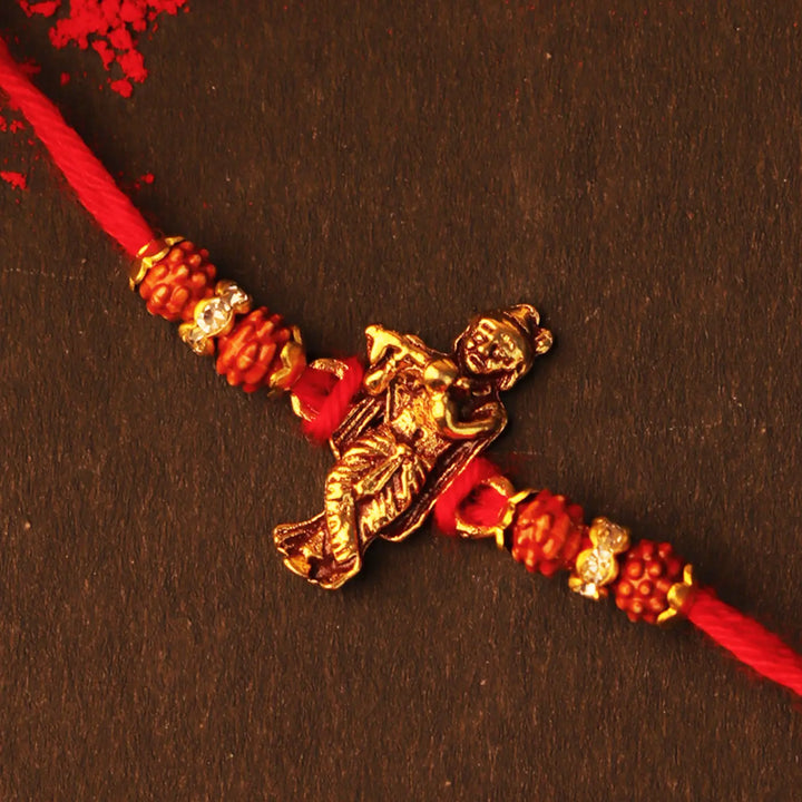 Handmade Krishna Theme Rakhi With Roli Chawal