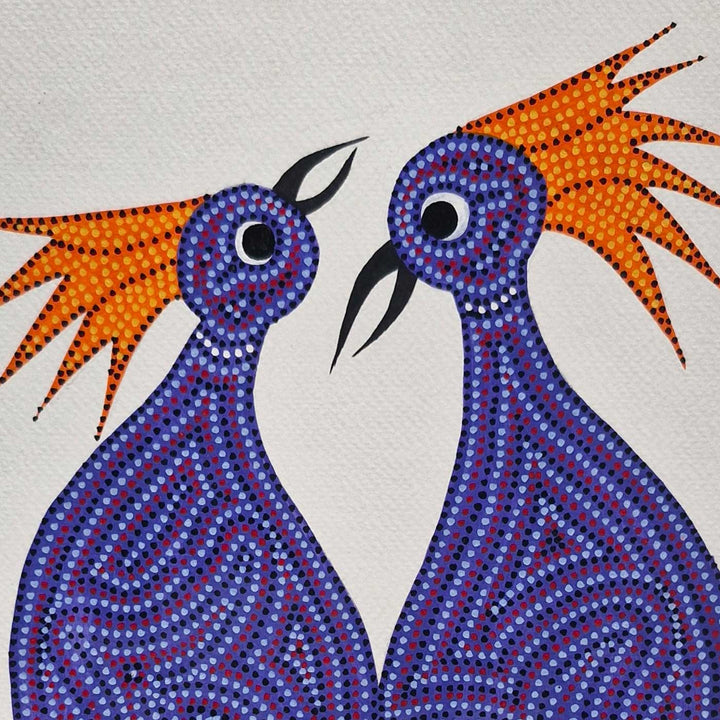 11 x 16 Inch | The Royal Birds | Original Hand Painted Bhill Painting | Acrylic Paints On Paper