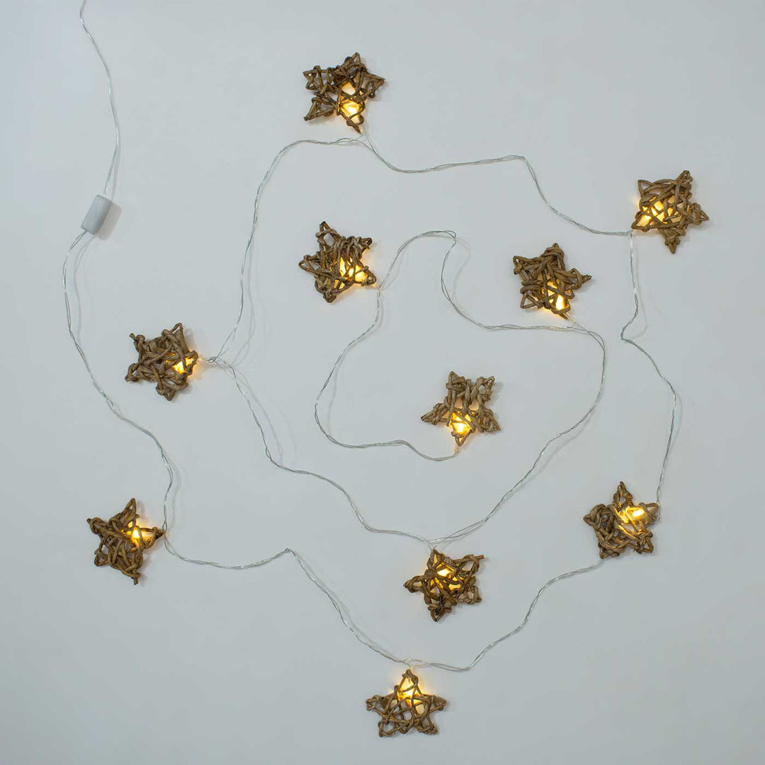 3m, 13 Bulbs | Handmade Banana Rope Star Fairy Lights