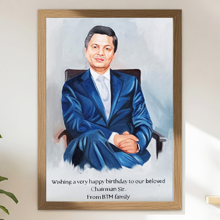 Photo Personalized Hand Painted Portrait With Premium Wooden Frame