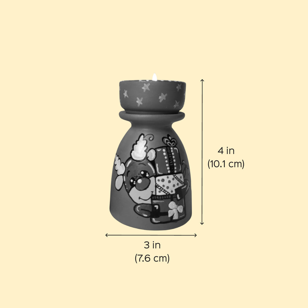 Hand-Painted Gnome & Reindeer Tealight Holders For Christmas Decoration | Set Of 2