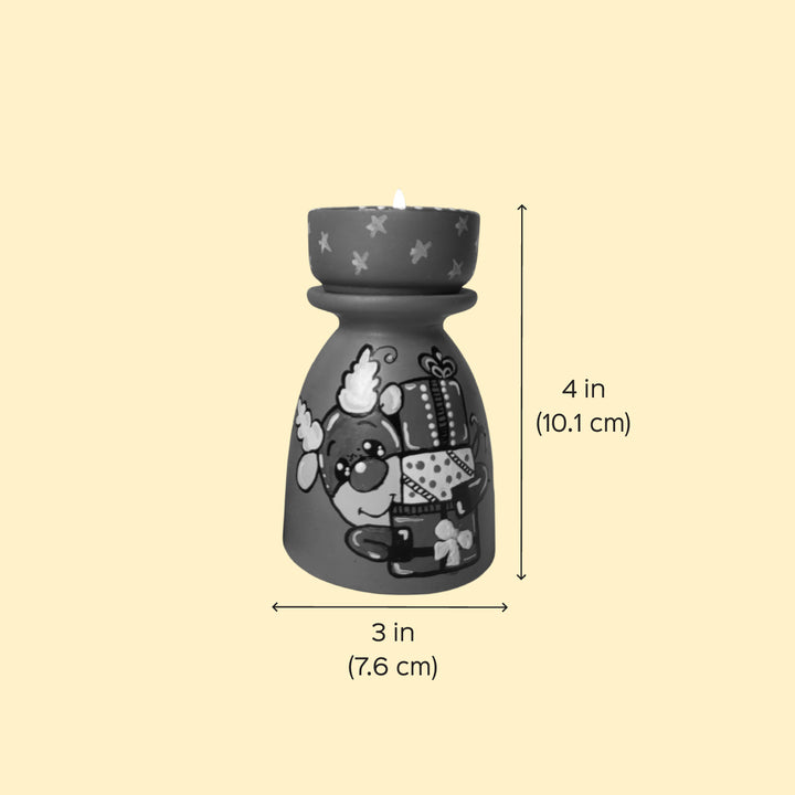 Hand-Painted Gnome & Reindeer Tealight Holders For Christmas Decoration | Set Of 2