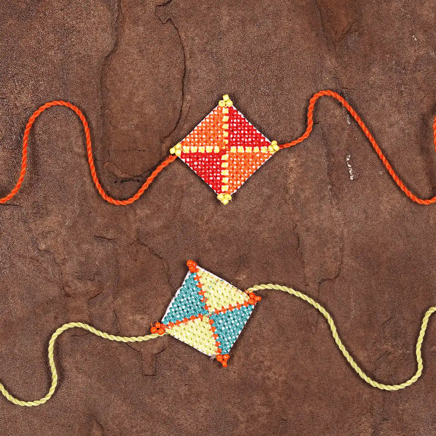 Buy Hand Embroidered Cross Knot Rakhi With Roli Chawal | Set Of 2 ...