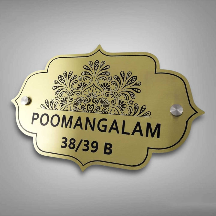 Personalized Floral Theme Engraved Stainless Steel Name Plate