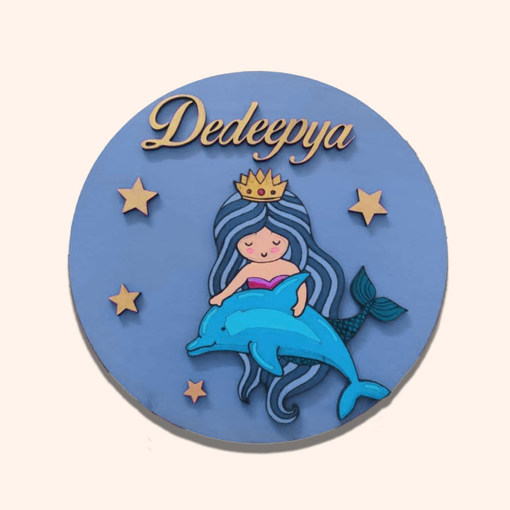 Mermaid Theme Kids Nameplate - Zwende