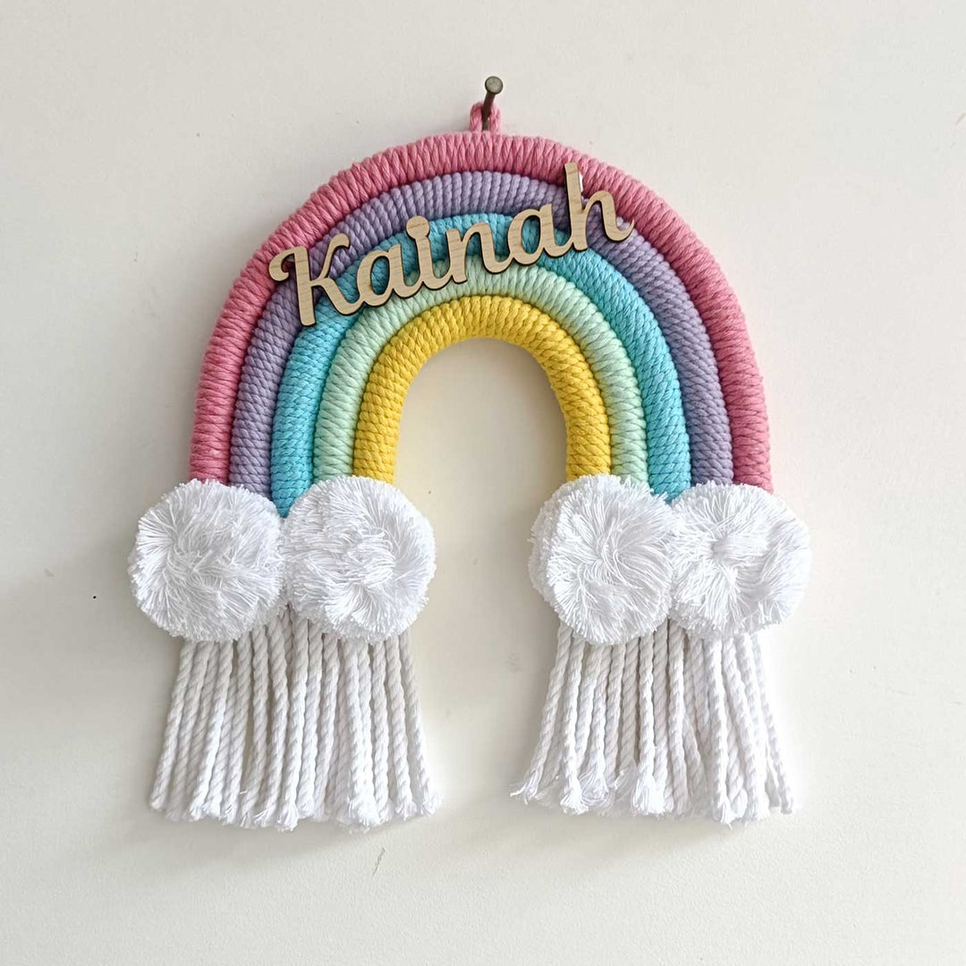 Personalized Macrame Kids Rainbow Name Plate