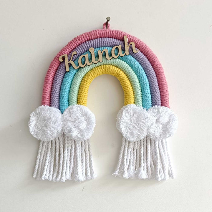 Personalized Macrame Kids Rainbow Name Plate