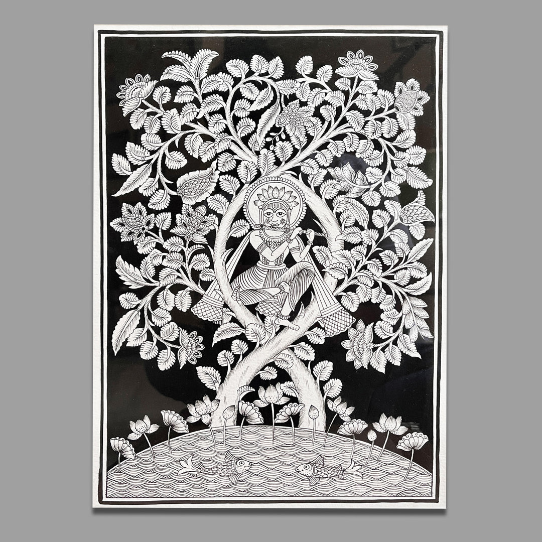 15 X 11 Inch | Krishna Tree of Life Paper Phad Painting
