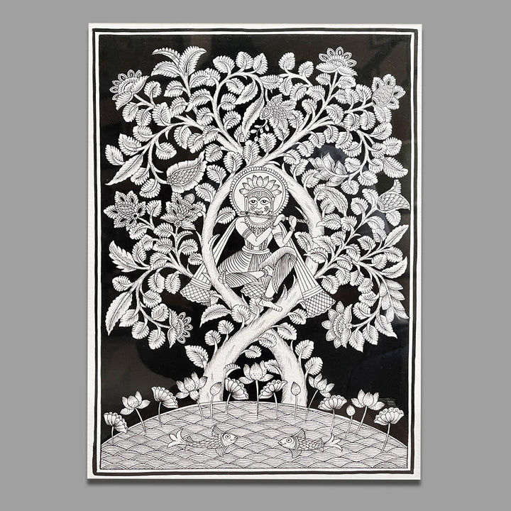 15 X 11 Inch | Krishna Tree of Life Paper Phad Painting