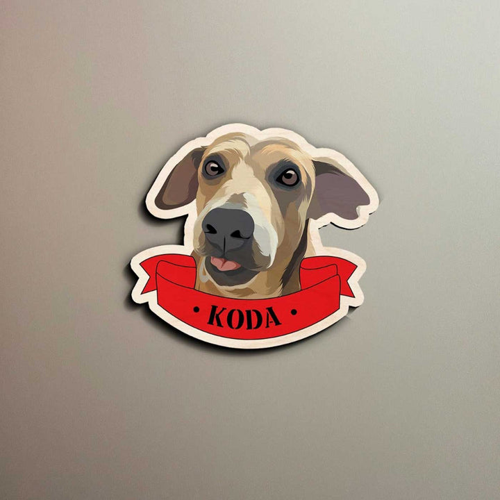 Photo Personalized Printed Pet Caricature Wooden Fridge Magnet