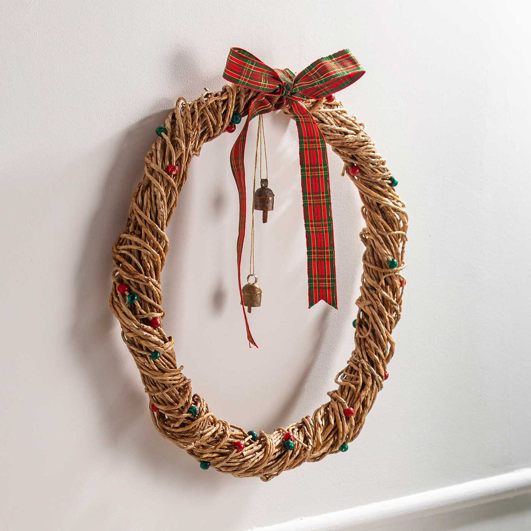 Lightweight Handmade Banana Rope Plaid Boow Bell Wreath