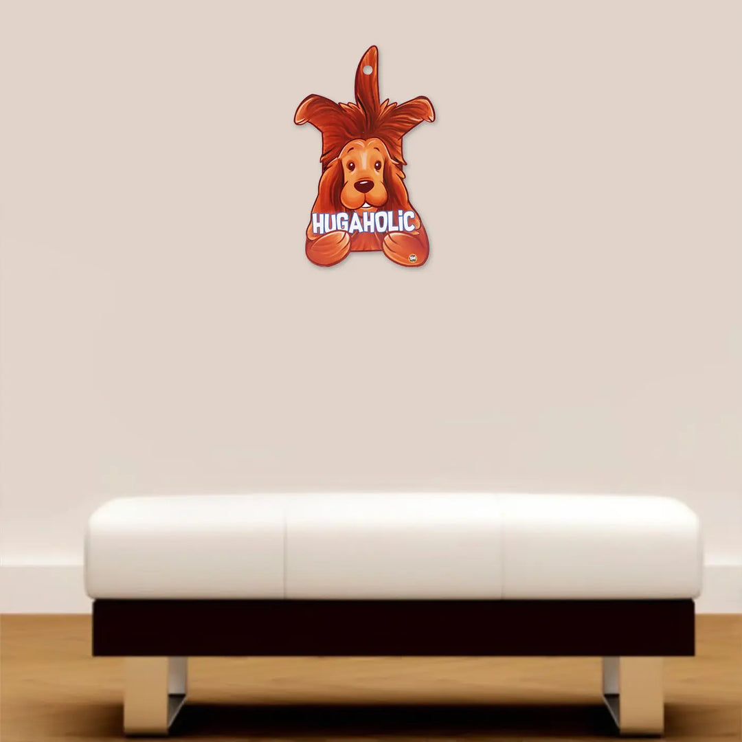 Printed Dog Theme "Hugaholic" MDF Wood Wall Decor