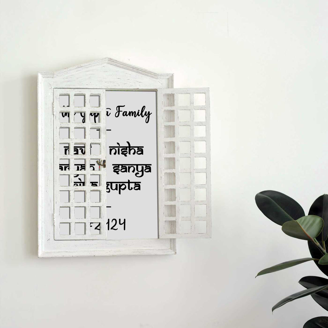 Classic French Window Personalized Distress Finish Pine Wood Nameplate