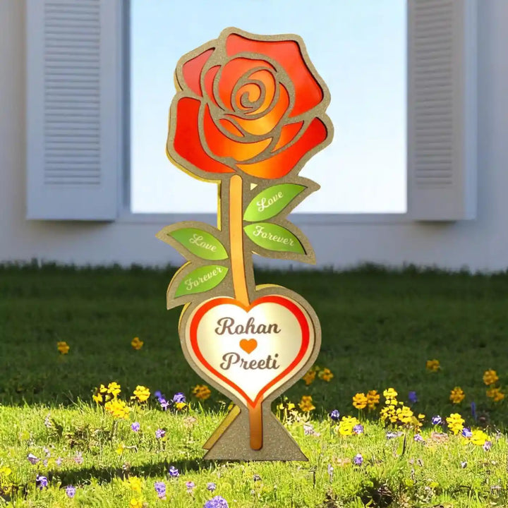 Personalized Rose Theme Led Wooden Table Lamp