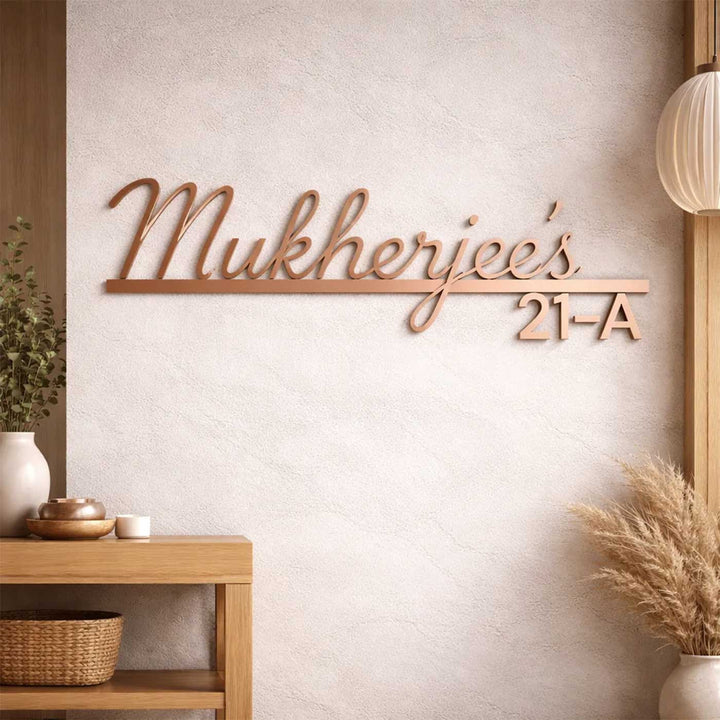 "Designer Signature" Personalized Weatherproof Stainless Steel Name Plate With House Number For Home