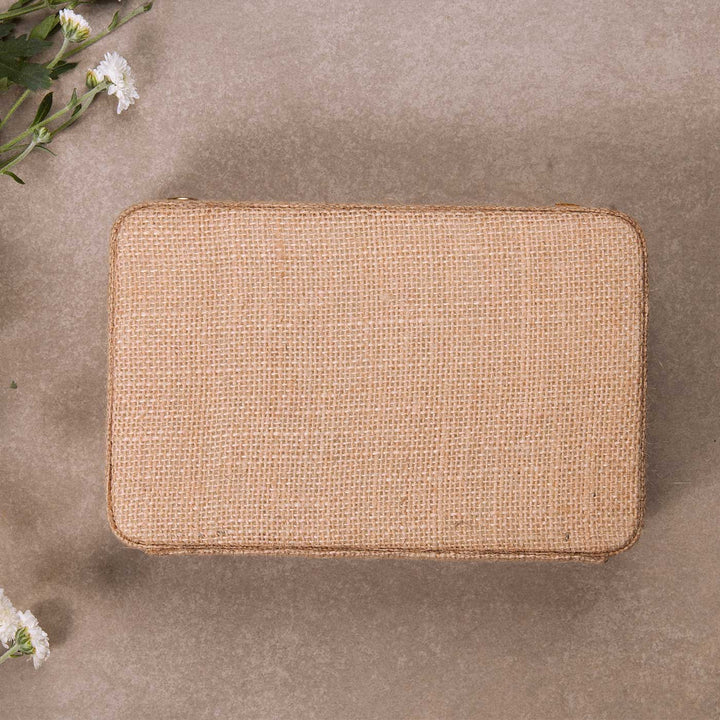 Personalized Embroidered Buttercups Beige Box Clutch