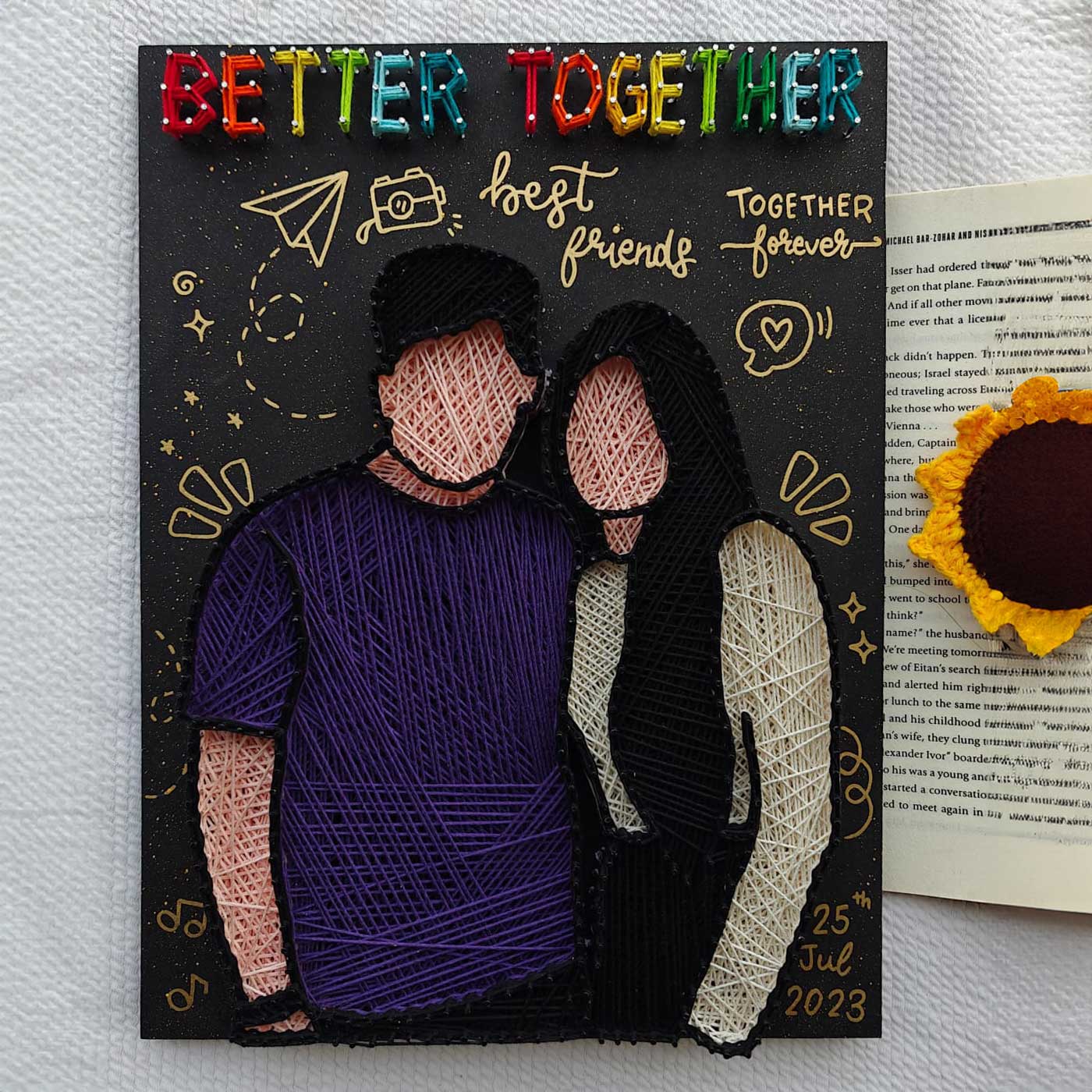 Buy Photo Personalized Handmade String Art Best Friends Theme MDF Wood ...