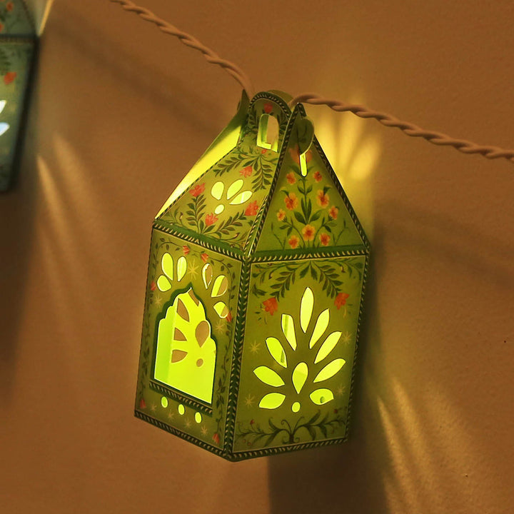 2.6m, 12 Bulbs | Handmade Floral Mini Lanterns DIY Paper LED Fairy Light
