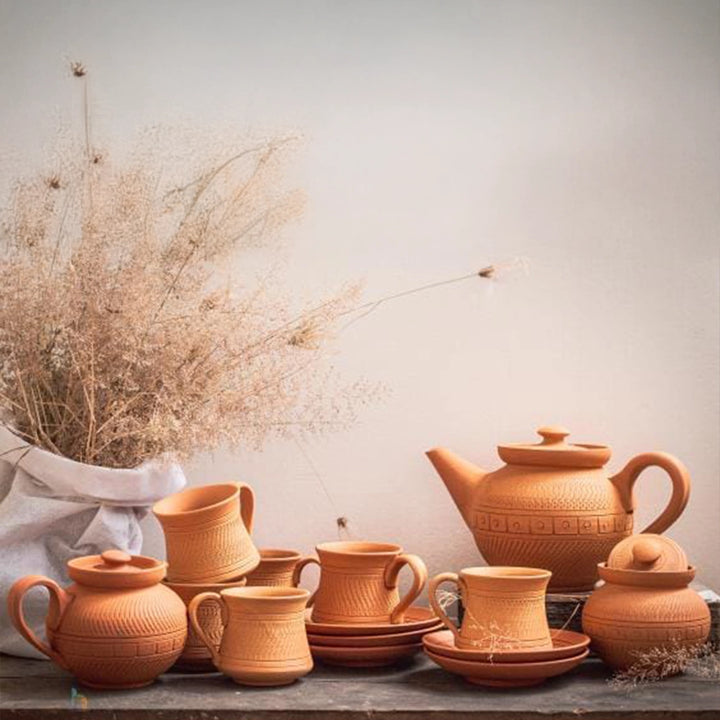 Handmade Maharaja Terracotta Tea Set | Set Of 15