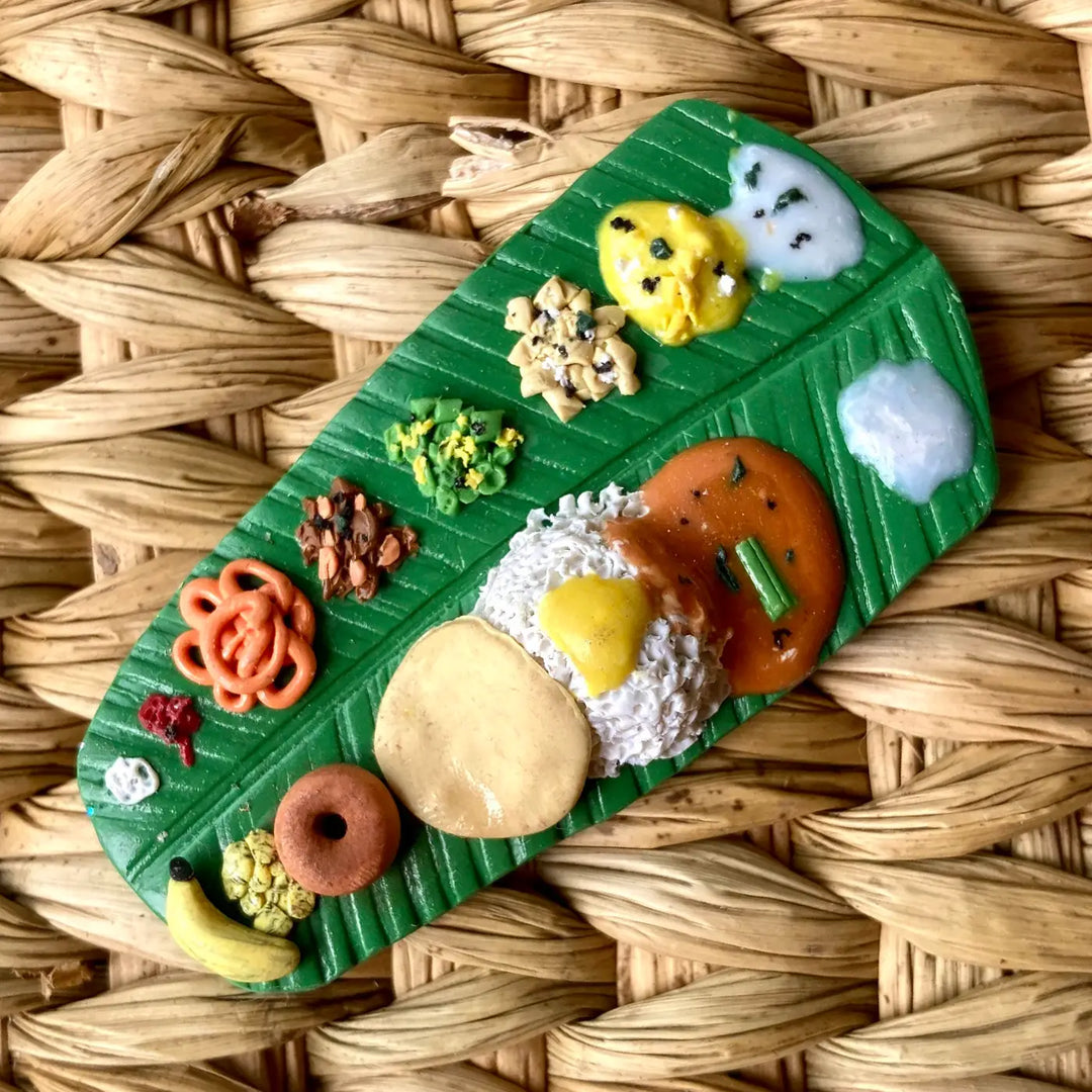 Handmade Polymer Clay South Indian Thali Fridge Magnet