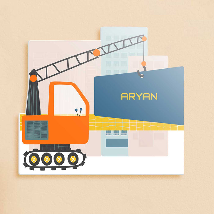 Personalized Let'S Build Theme Acrylic Kids Name Plate