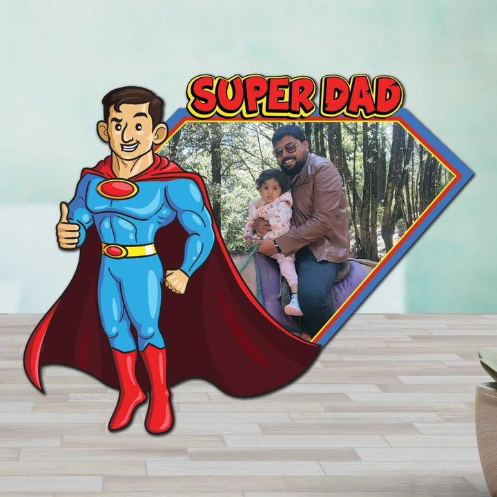 Photo Personalized "Super Dad" Theme Wooden Fridge Magnet For Fathers