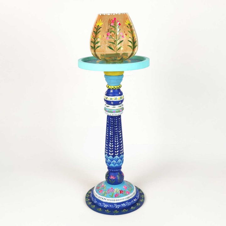 Hand-Painted Nayra Wooden Candle Holder