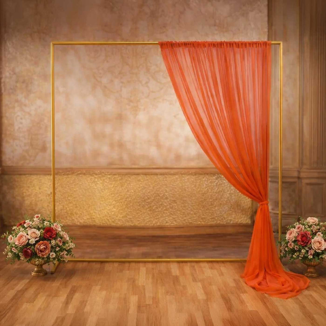 Reusable Red Georgette Backdrop Drape, Ready-to-Hang For Mehndi, Haldi & Pooja Decor