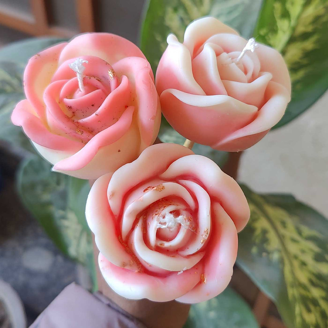 Handmade Rose Theme Soy Wax Candle