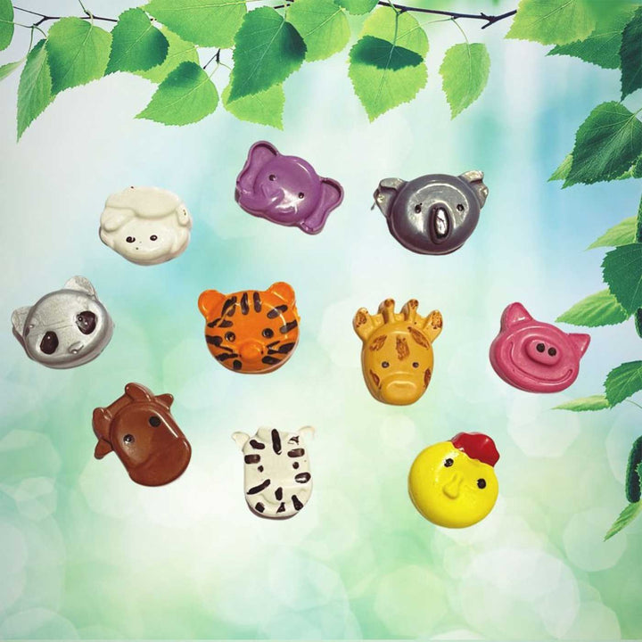 Handmade Non-Toxic Assorted Mini Animal Heads Crayons | Set Of 8