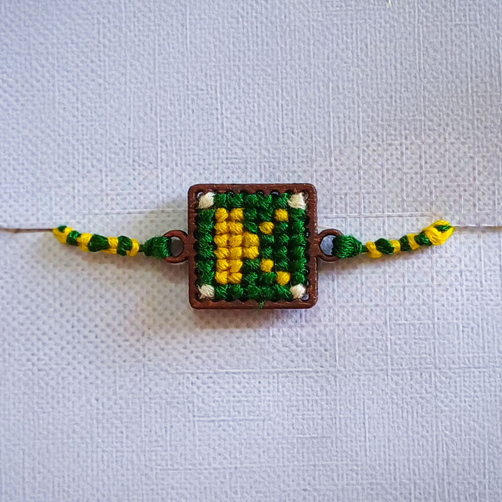 Personalized Handmade Letter Wooden Rakhi With Roli Chawal For Brother
