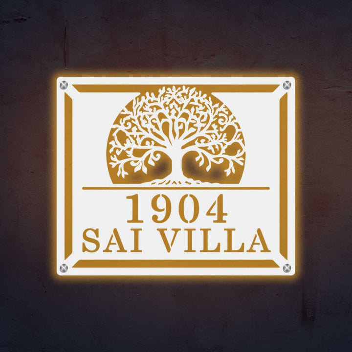 Personalized Laser Cut Tree of Life Theme Steel Name Plate