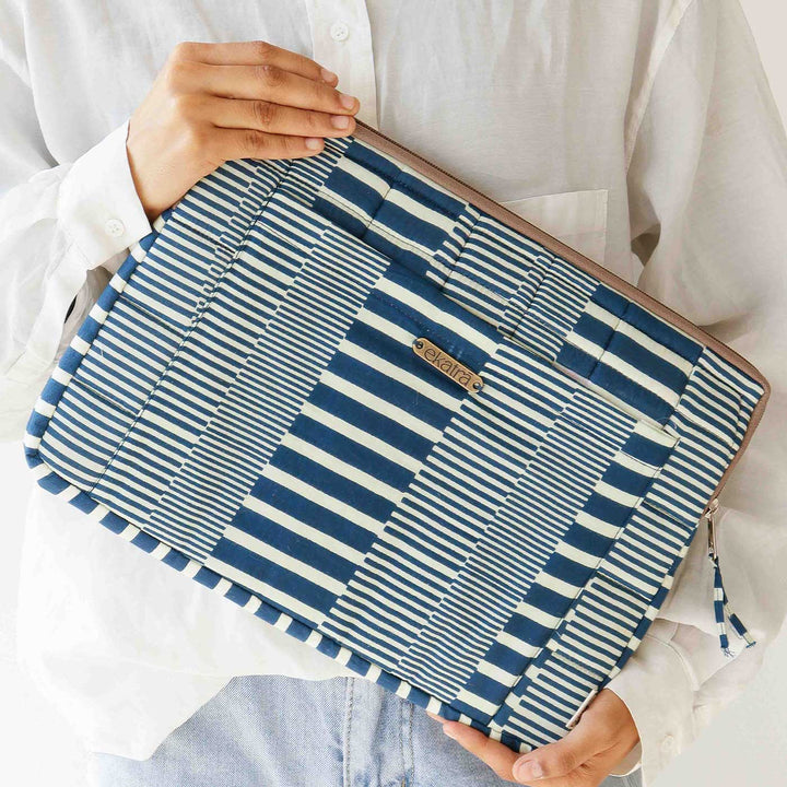 Handmade Sustainable Blue Linings Laptop Sleeve