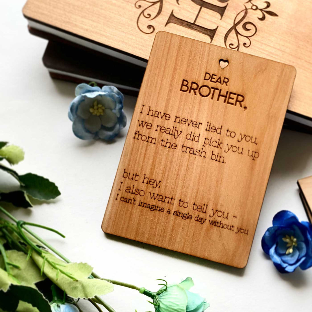 Engraved Dear Brother Wooden Greeting Card