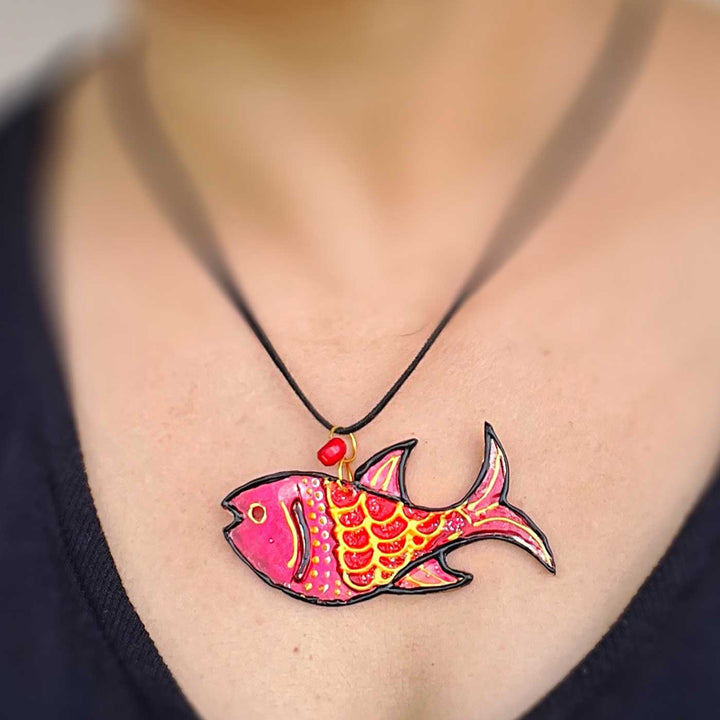 Handmade Laser Cut Fish Acrylic Necklace