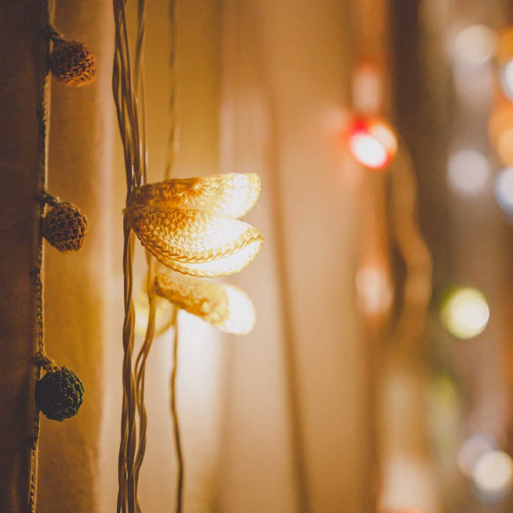Handmade Crochet Yellow Lily Bougainvillea Fairy Light