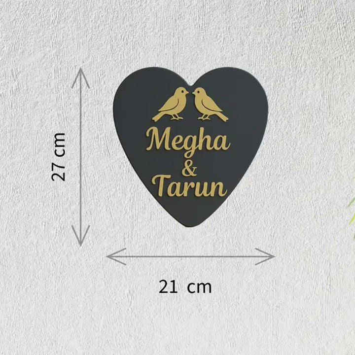 "Love Nest" Heart-Shaped Handcrafted Personalized Wooden Name Plate For Home