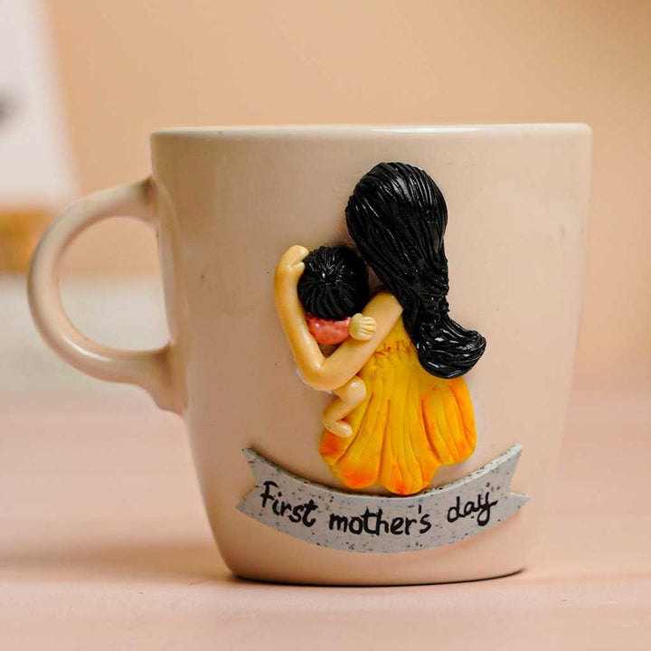 Personalized Hand-Painted Polymer Clay Mother's Day Theme Ceramic Mug