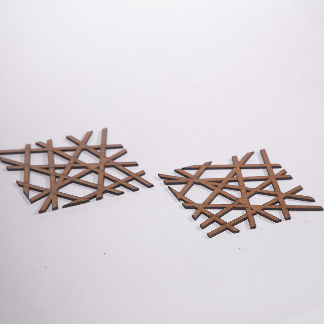 Square Mesh Pattern Modern & Minimal MDF Coaster Set  | Set of 6