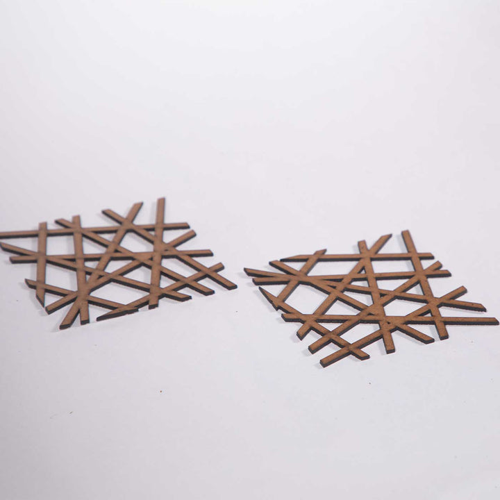 Square Mesh Pattern Modern & Minimal MDF Coaster Set  | Set of 6