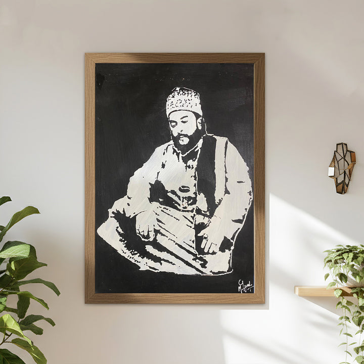 Photo Personalized Glow in the Dark Hand Illustrated Portrait With Premium Wooden Frame