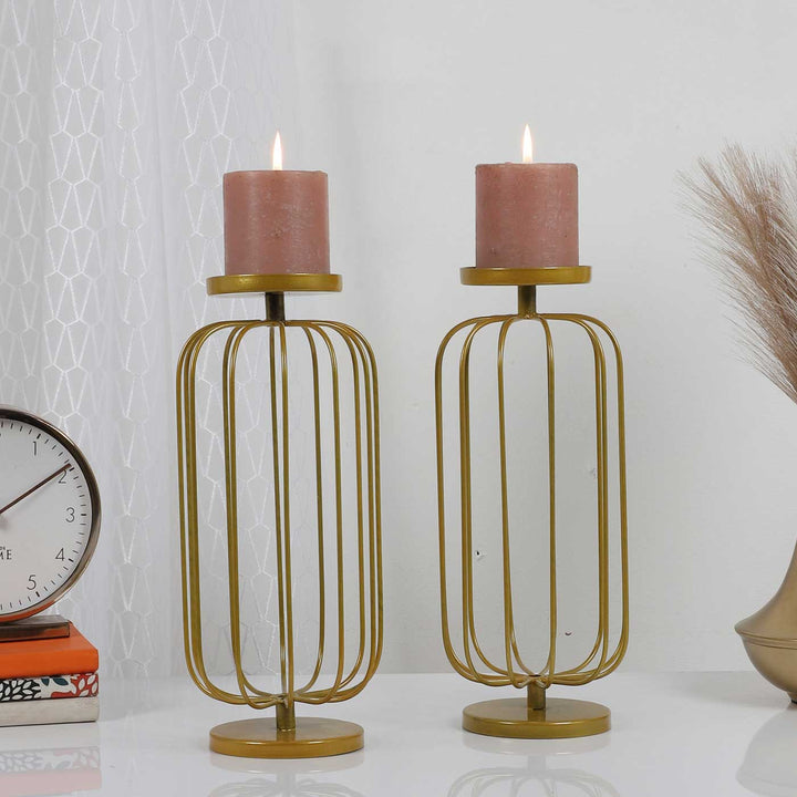 Set of 2 | Handmade Wired Oval Metal Tealight Holders For Festive Decor