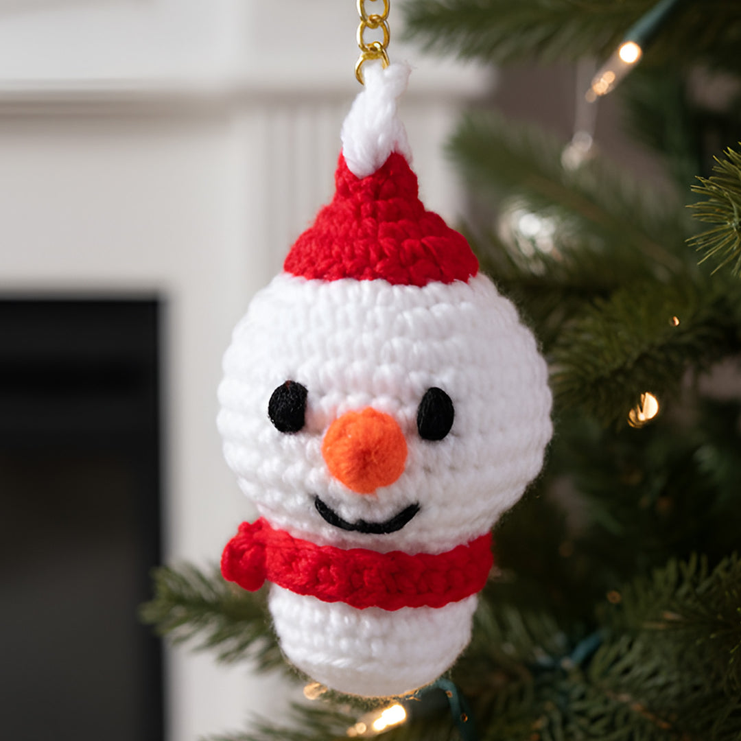 Handmade Crochet Snowman Ornament For Christmas Decoration