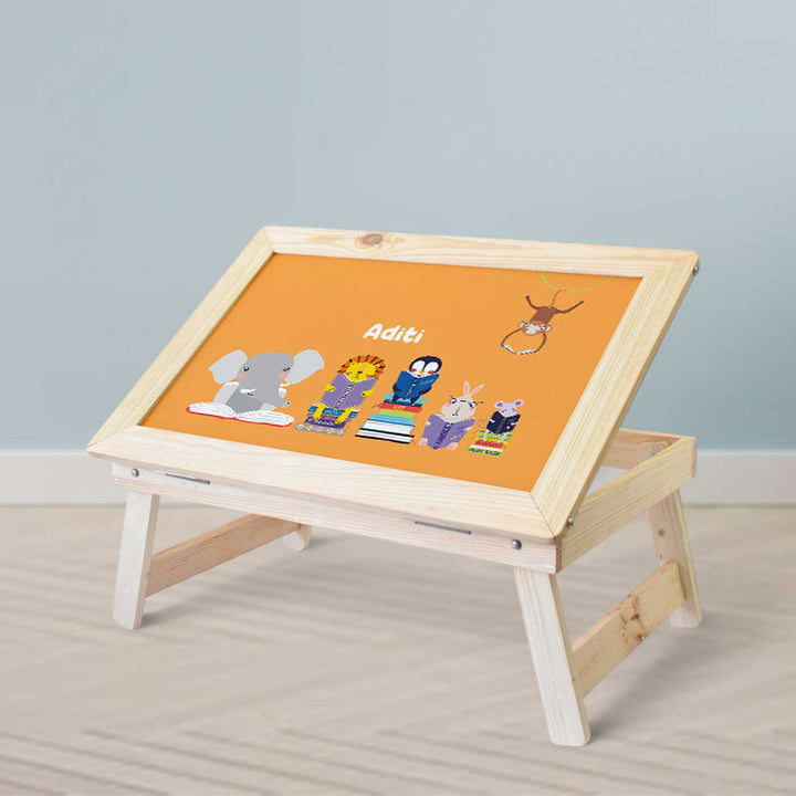 Personalized Animal Library Theme Wooden Foldable Desk