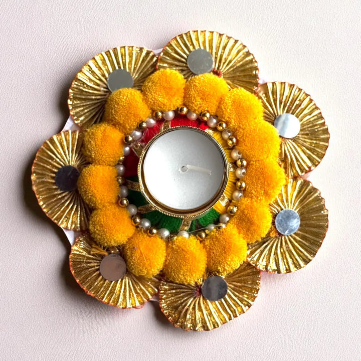 Orange, Pink & Yellow Round Tealight Holders | Set Of 3