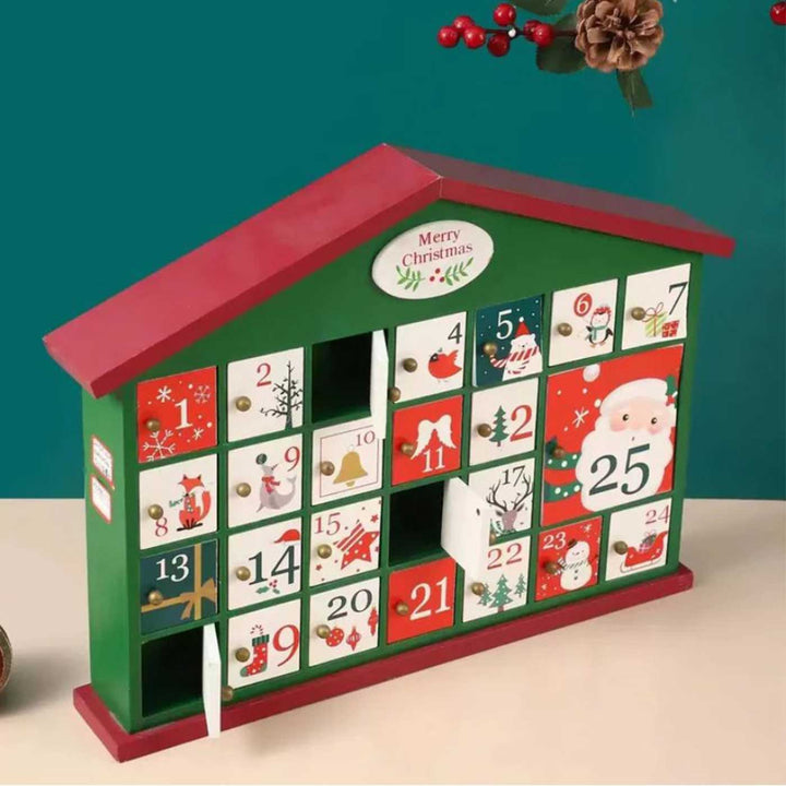 Handmade Wooden Tinsel Town House Advent Calendar