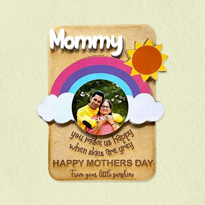 Photo Personalized Handmade Rainbow Theme MDF Wood Fridge Magnet For Mothers