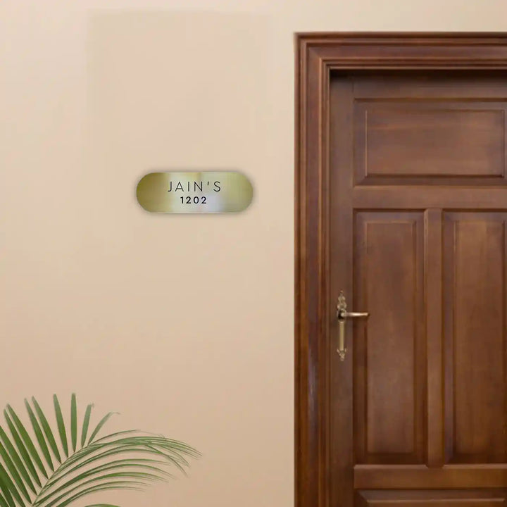 Personalized Minimal Oval Design Brass Name Plate