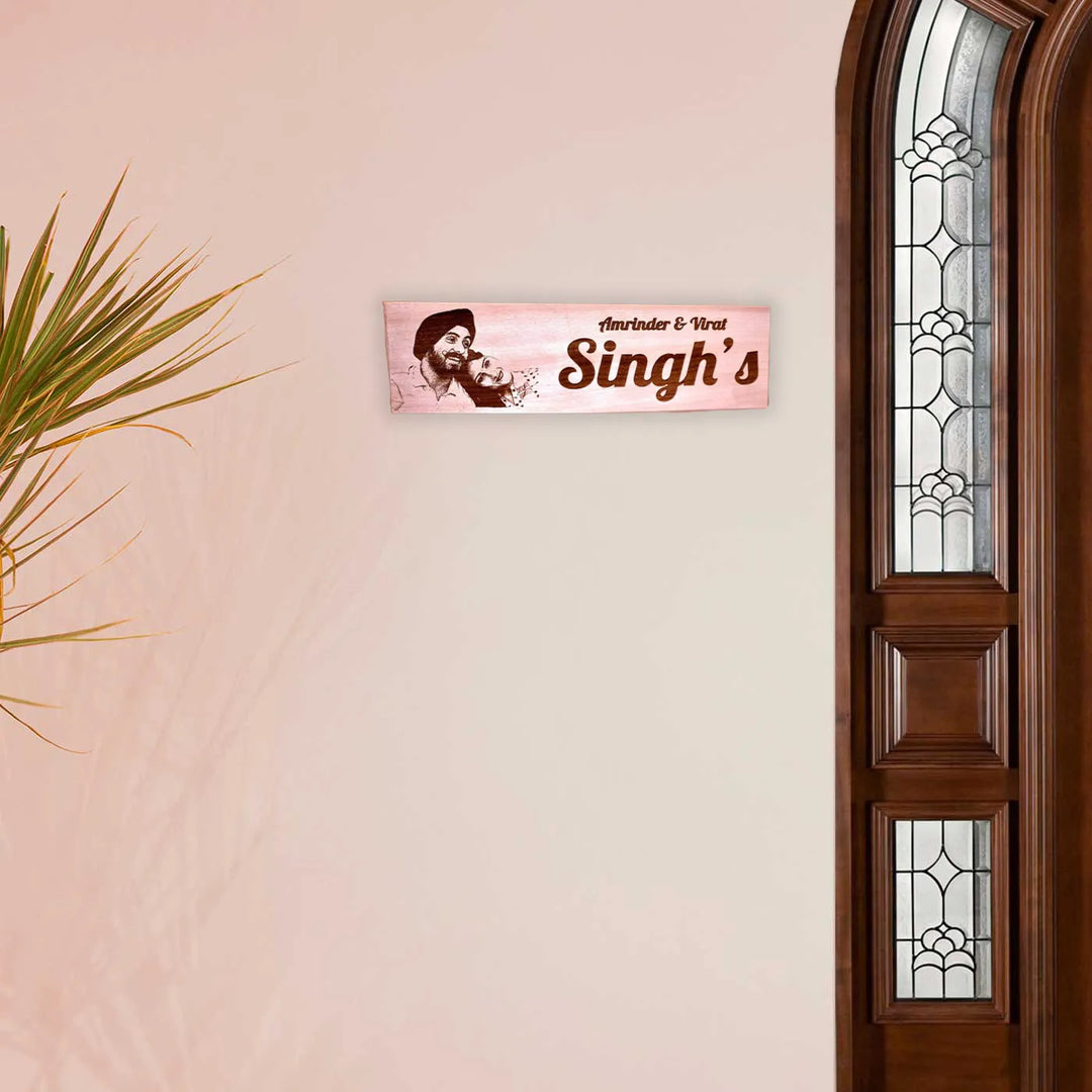 Photo Personalized Rectangle Wooden Name Plate